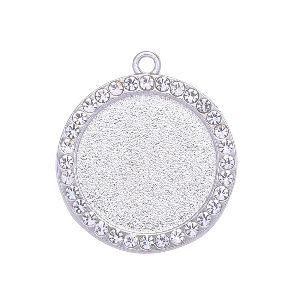 Wholesale 100pcs Alloy Sublimation Jewelry Blanks Round Diamond Pendant Pendant